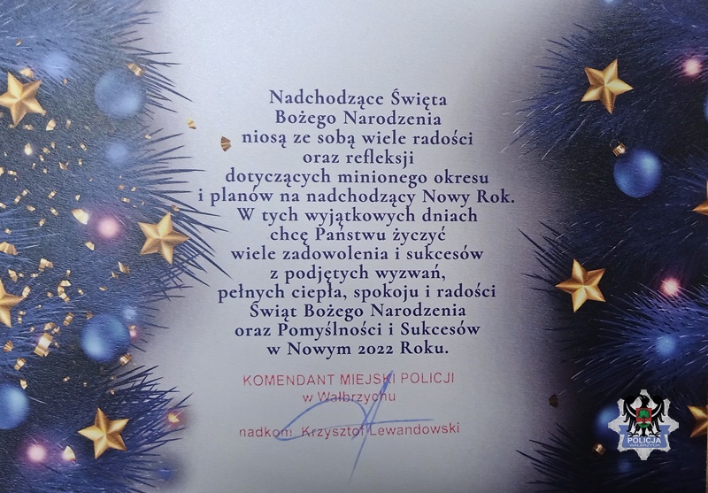 Na zdjęciu druga strona kartki świątecznej.