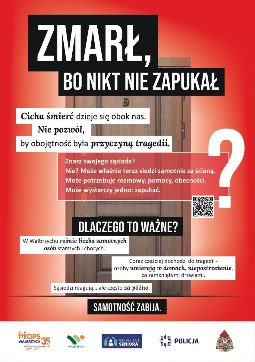 Plakat zmarł bo nikt nie zapukał