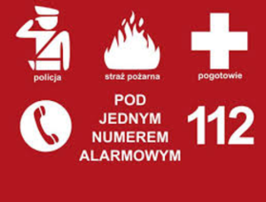 Plakat z numerem alarmowym 112