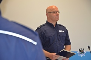 Na zdjęciu dotychczasowy Zastępca Komendanta Miejskiego Policji w Wałbrzychu mł. insp. Arkadiusz Wojnowski.