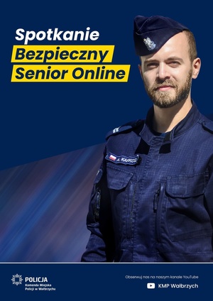 Plakat Spotkanie Bezpieczny Senior online.