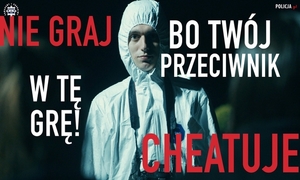 Grafika poglądowa z napisem &quot;nie graj w te grę bo twój przeciwnik cheatuje&quot;