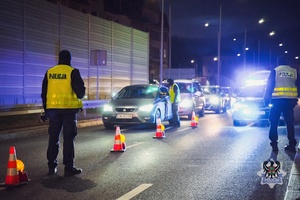 Na zdjęciu policjanci podczas kontroli drogowych.