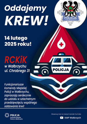 Plakat promujący akcję oddawania krwi.