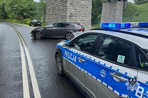 Na zdjęciu uszkodzony w wyniku kolizji drogowej samochód osobowy.
