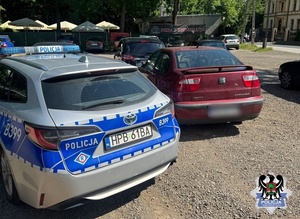 radiowóz i zatrzymany do kontroli pojazd