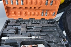 Na zdjęciu jedno z odzyskanych elektronarzędzi.