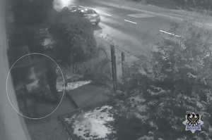 Screen z monitoringu budynku ze sprawcami kradzieży.