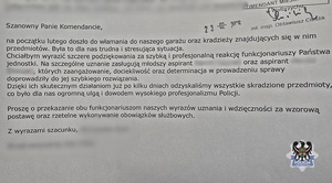 Podziękowania dla policjantów pionu kryminalnego drugiego komisariatu
