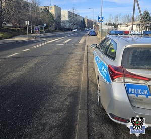 radiowóz przy przejściu dla pieszych