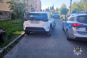 Na zdjęciu radiowóz oraz kontrolowany samochód.