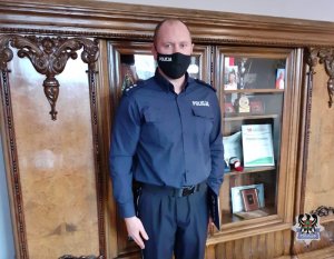 Na zdjęciu p.o Zastępcy Komendanta Komisariatu Policji I w Wałbrzychu kom. Tomasz Szkudlarek.