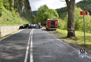 Na zdjęciu służby ratownicze na miejscu zdarzenia - inne ujęcie.