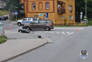 Na zdjęciu miejsce ostateniego wypadku drogowego z udziałem motorowerzysty w Jedlinie-Zdroju.